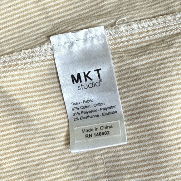 MKT Studio Pinstripe Pants Size 10 US NWT Pale Yellow White Lightweight - Picture 9 of 14